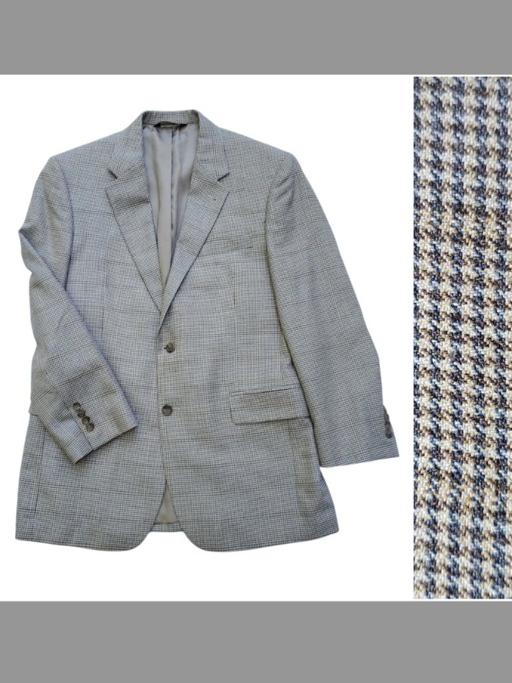 JoS A Bank Ivy Prep Silk Wool Micro Houndstooth Sport Coat Blazer Signature 40R